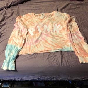 VS pink tie dye long sleeve crop top